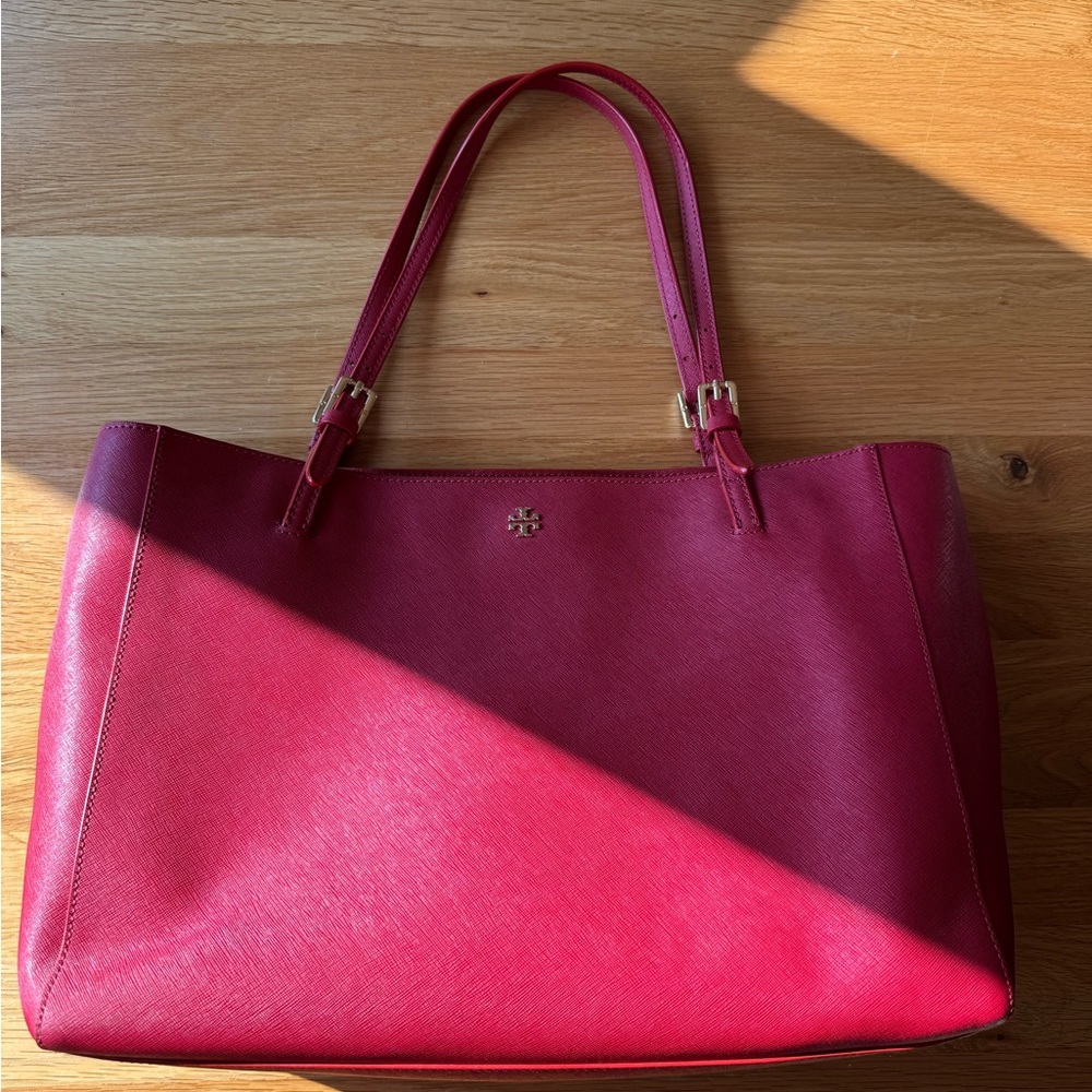 Tory Burch Red Leather Tote Bag